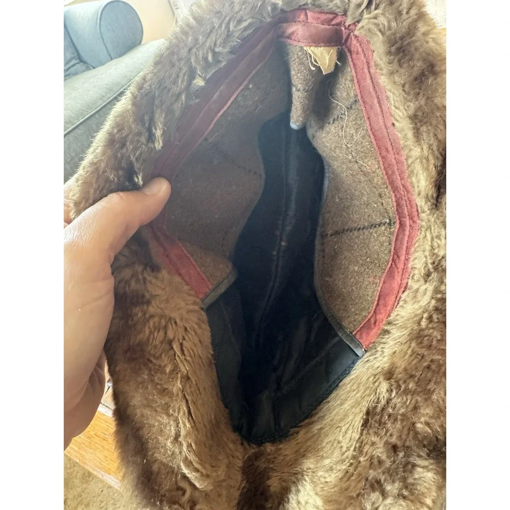 Vintage Faux Fur Winter Hat Brown Men's Large (7 1/2)